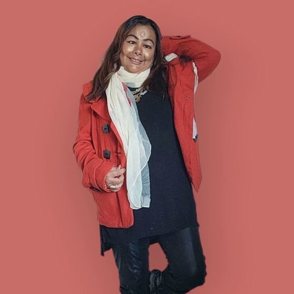 Floral Cream and Red Scarf - Picture 6 of 10